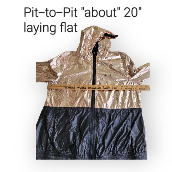 Bebe Hooded Rose Gold Windbreaker Jacket Large - Picture 9 of 10